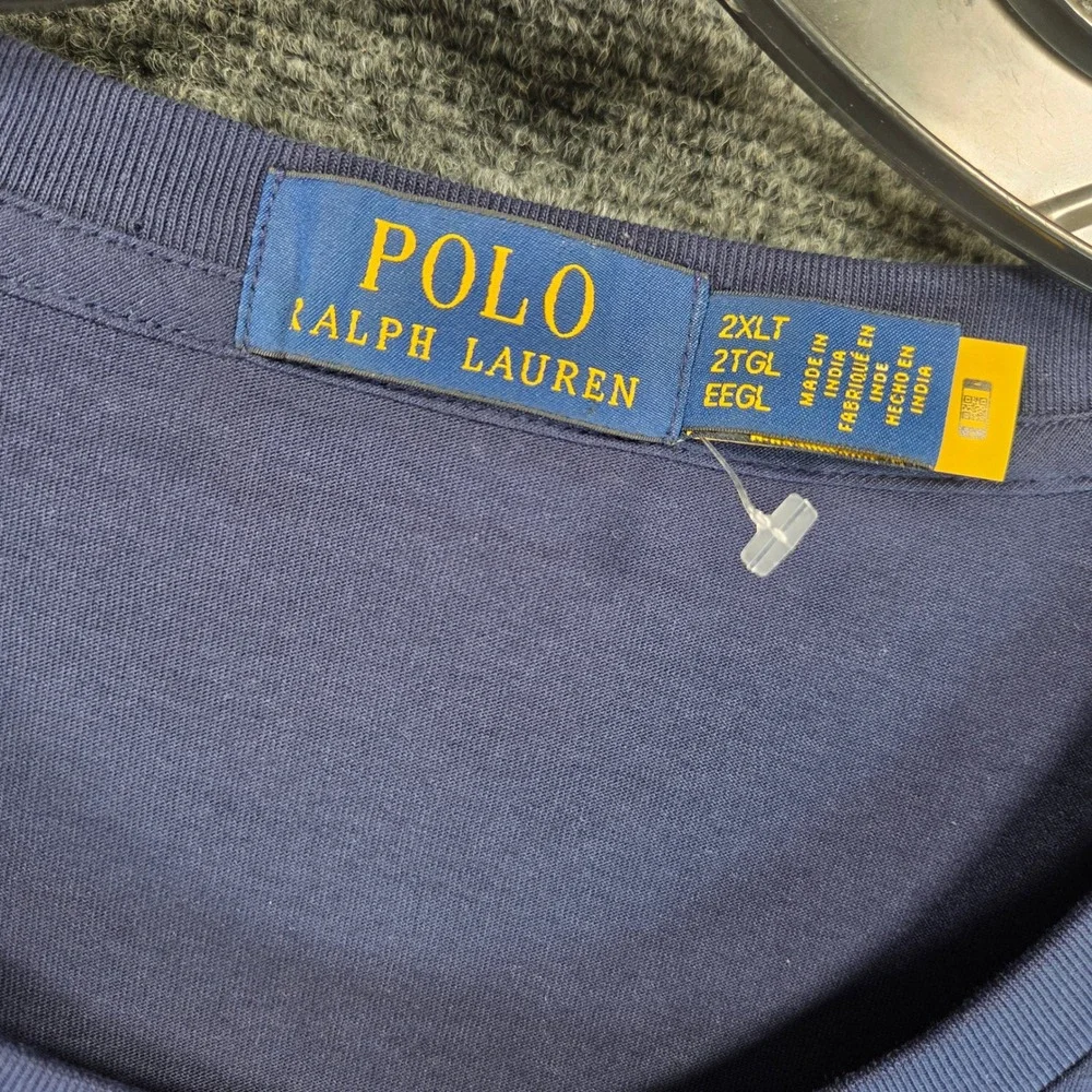 Polo Ralph‎ Lauren Men's Classic Fit Plaid Big Pony Jersey T-Shirt Size 2XB Blue